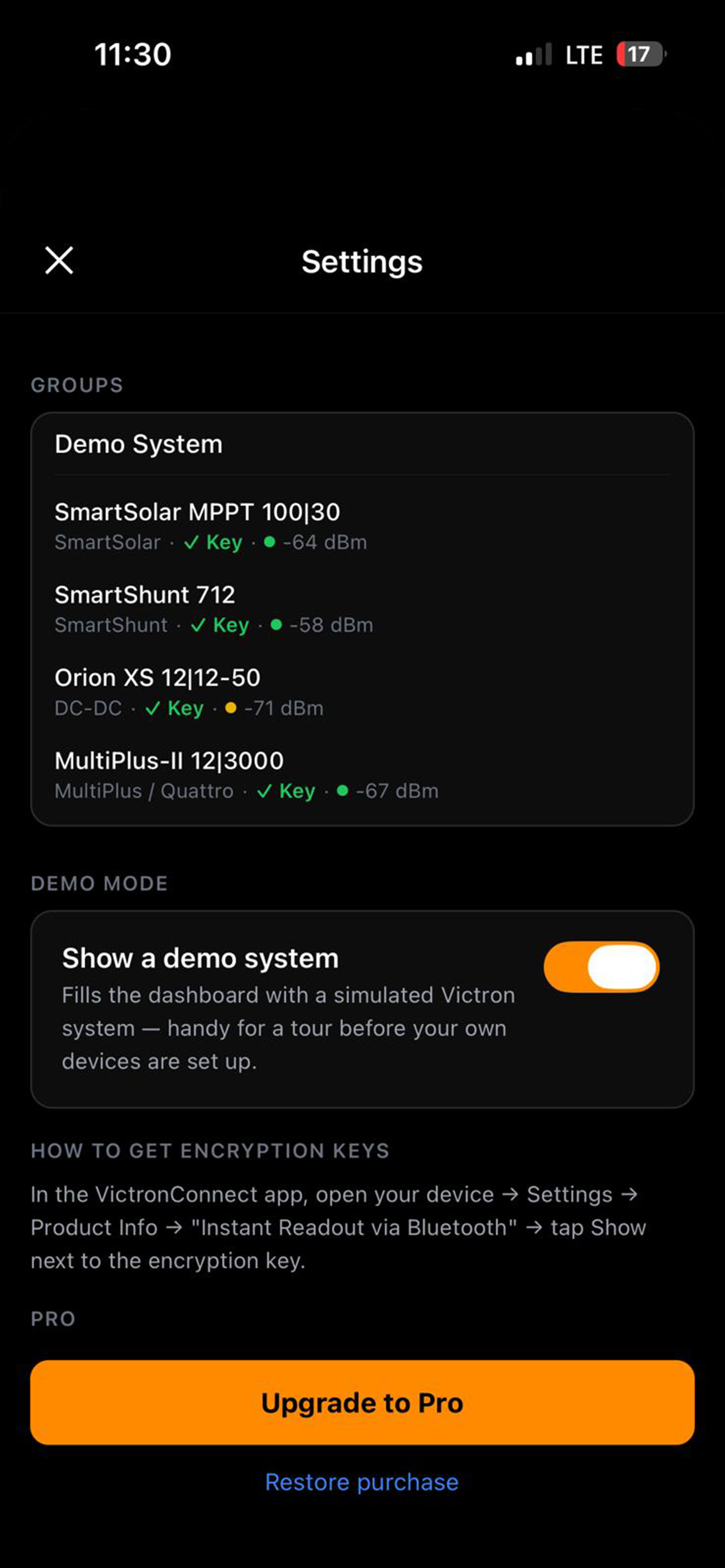 Boardstrom settings with Demo Mode enabled